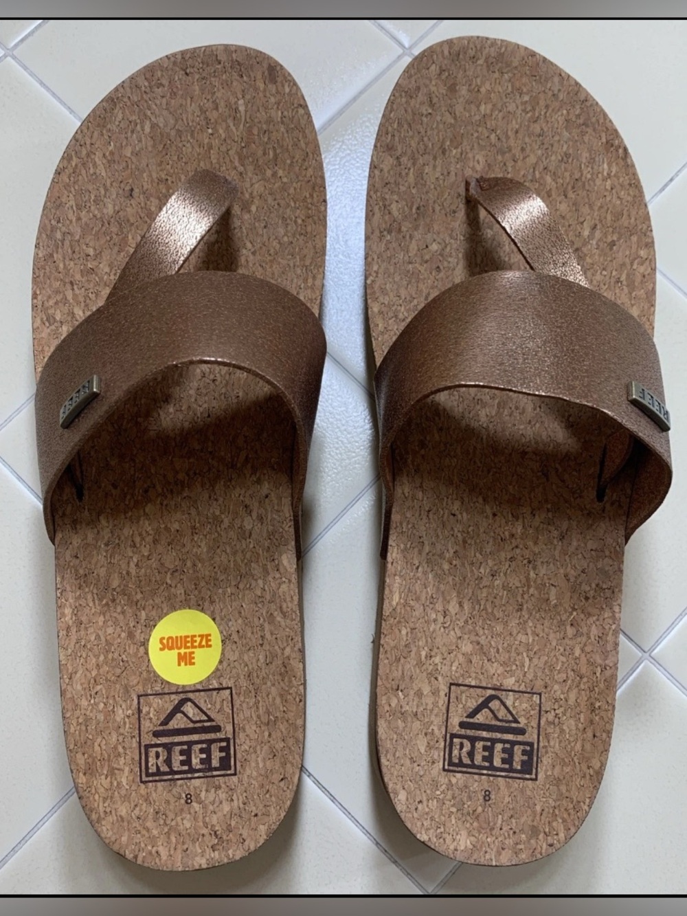 Reef Cushion Sol Hi Sandals - NWOT Womens Size 8 Copper / Tan